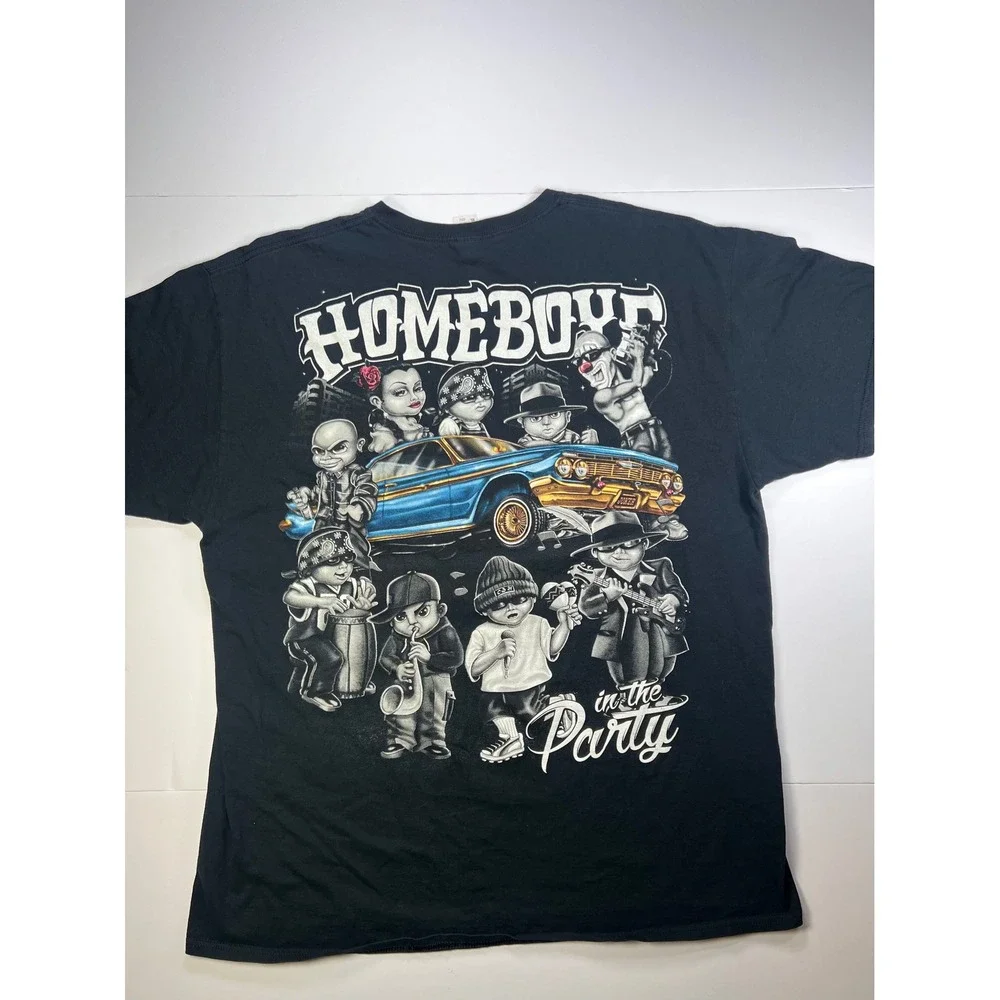 Fruit of the Loom Homeboys In The Party T Shirt Mens XL Black Lowrider Graphic‎
